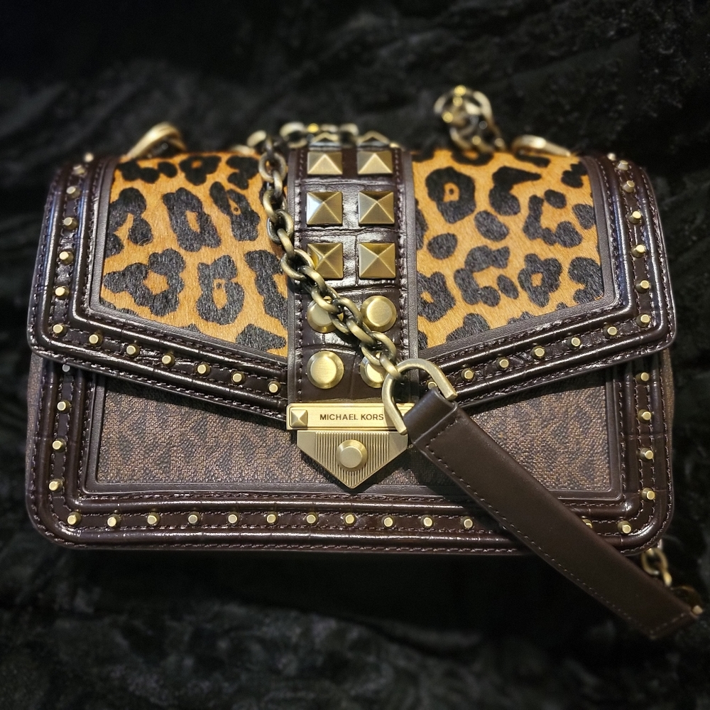 Leopard print calf hair Michael Kors purse